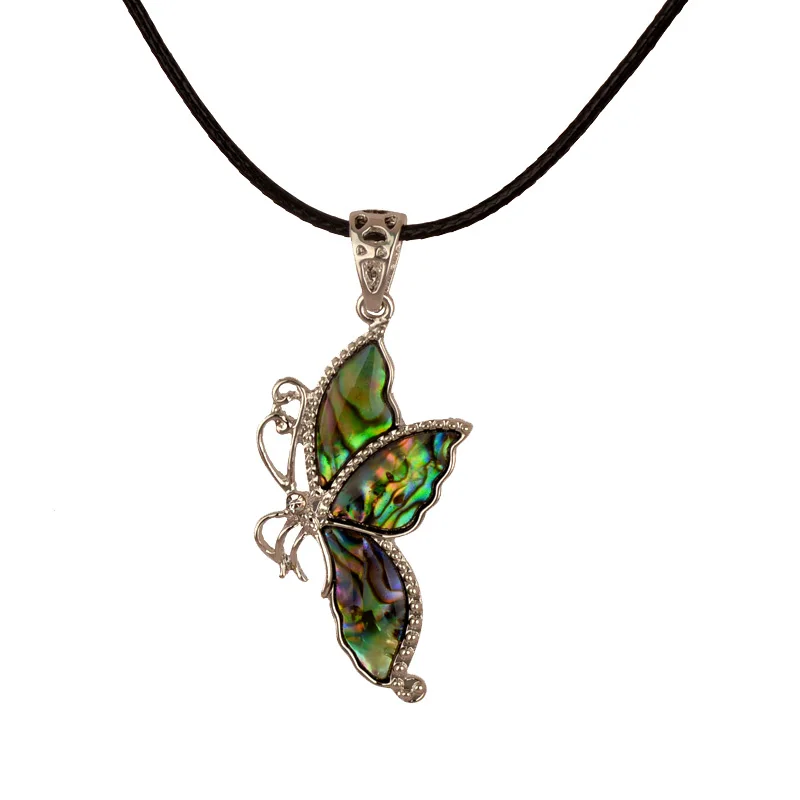 

Bohemian Natural Abalone Shell Necklace For Women Silver Color Animal Bat Pendant Necklaces Vintage Jewelry Fashion New 2020