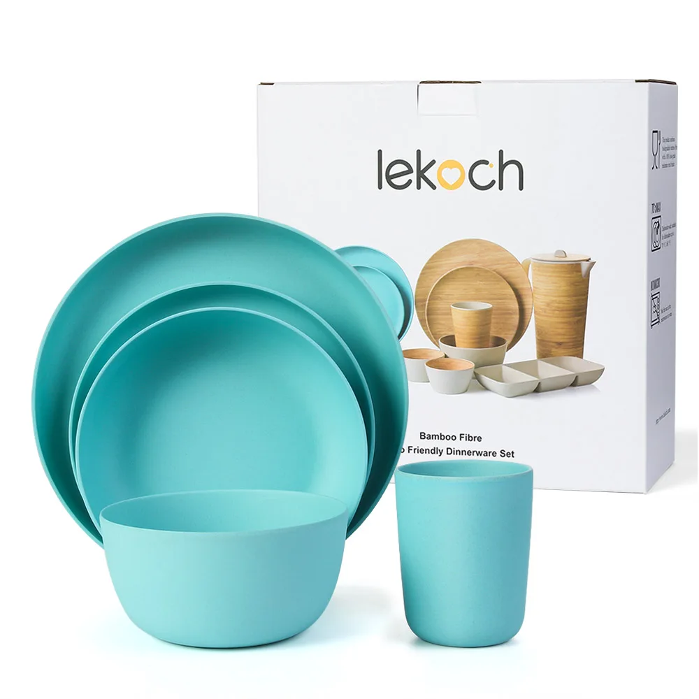 1set 4pcs Lekoch тарелка из бамбукового волокна, детская посуда, набор тарелок для салата, Набор чашек, фрукты, десерт, закуски, торт, тарелка, рождественский подарок - Цвет: 1set 4pcs