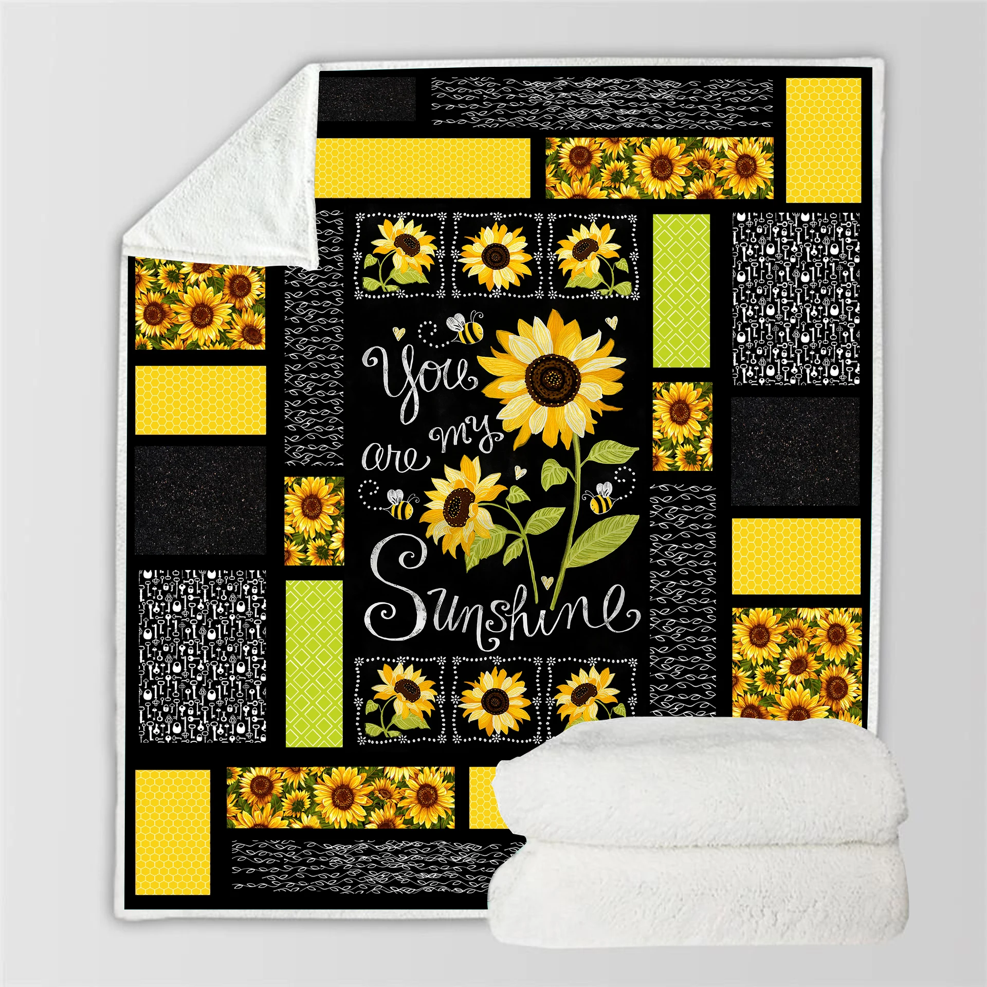 

SOFTBATFY Sunflower Fleece Throw Blanket Sofa Bedding Blankets Drop Ship