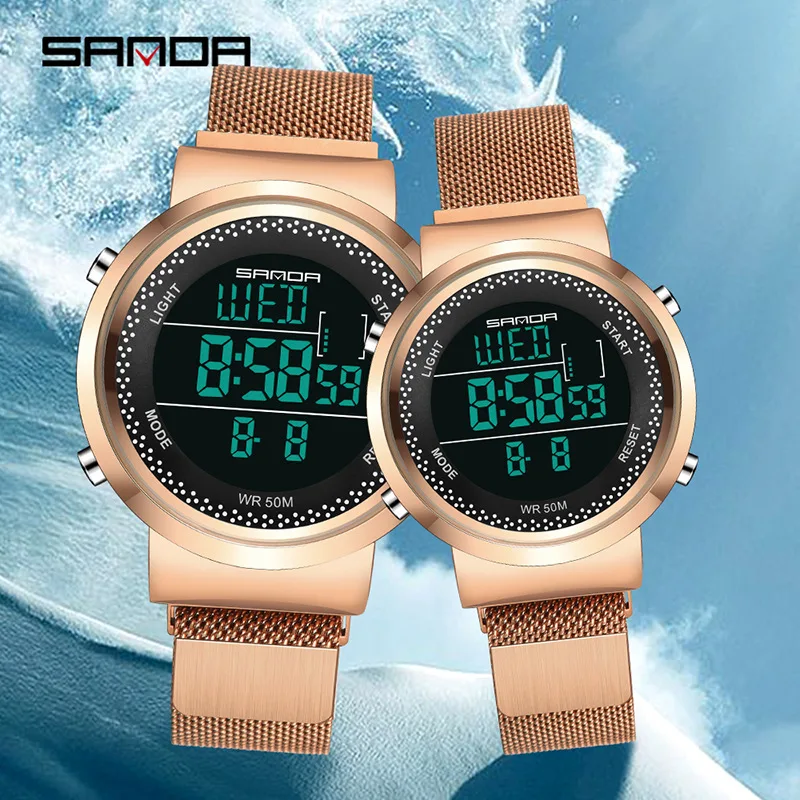 Sanda Couple Watch 2020 Mens Watches Top Brand Luxury Digital Watch Women Clock Ladies Dress Fashion Casual Lovers Wristwatch
