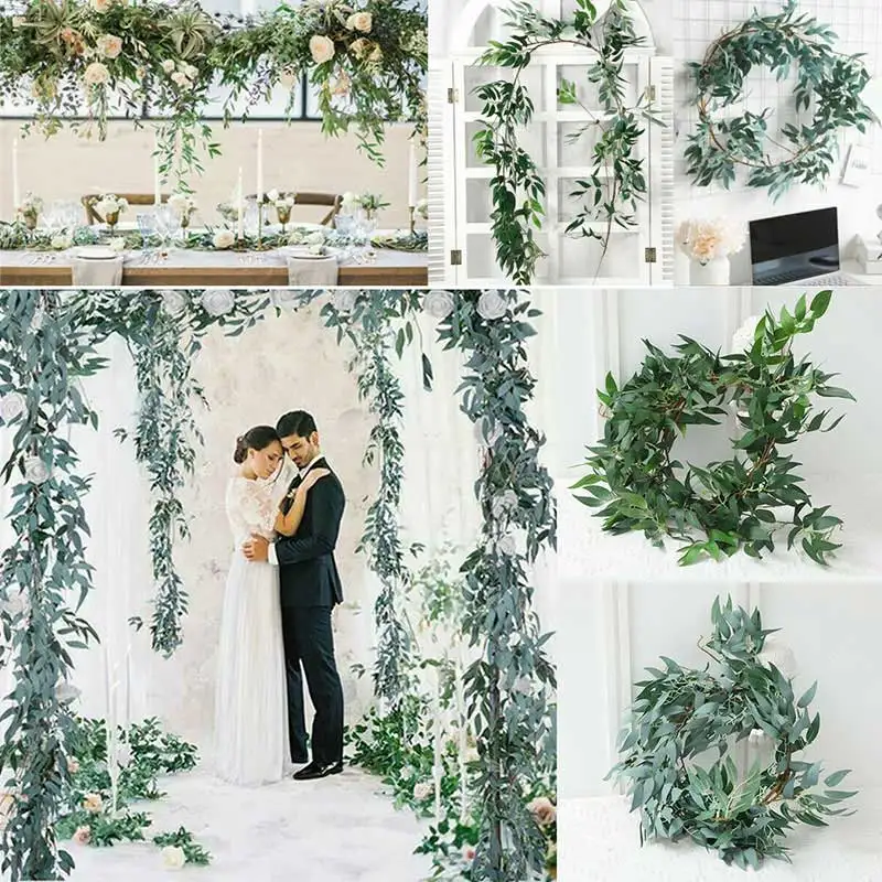 

1.7M Green Artificial Plants Fake Eucalyptus Garland Leaves Vine Rattan Ivy Wreath Wall Forest Decor Wedding Decoration