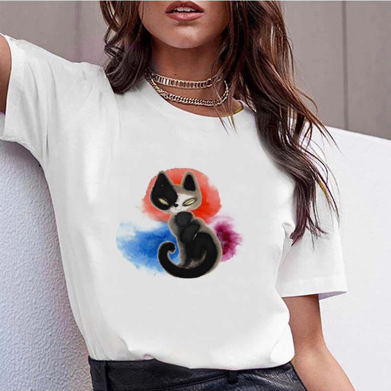 732052_T футболка Повседневная с круглым вырезом и короткими рукавами женская