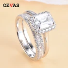 Женские свадебные кольца OEVAS, свадебные кольца из 100% стерлингового серебра 925 пробы с цирконием, вечерние ювелирные украшения для невесты, оптовая продажа