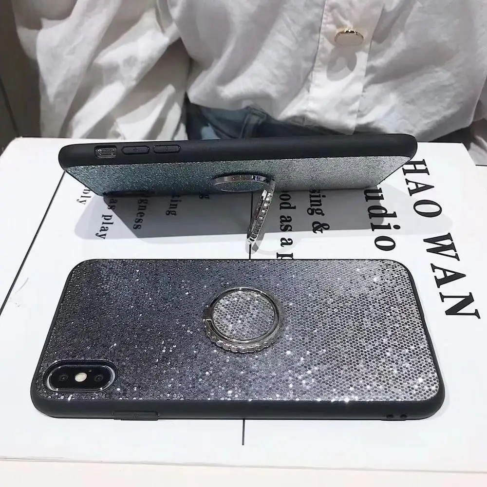 С сияющими блестками и пайетками стенд для колец на палец samsung Galaxy S10e S8 S9 Note 9