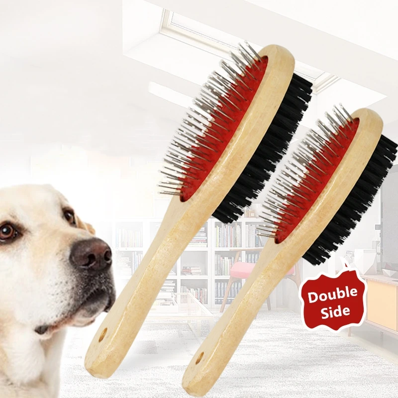 

1PCs Double-sided Pet Comb Big Dog Brush Beauty Comb for Cats Dogs Hair Removal Soft Brush Wooden Pet Comb Grooming Dog Supplies