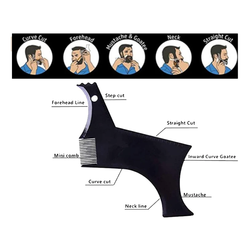 

2 шт., прозрачные расчески для бороды, для мужчин
