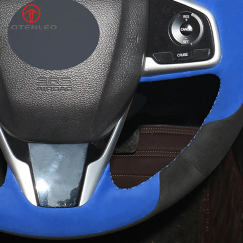 LQTENLEO черная синяя замшевая оплетка рулевого колеса автомобиля DIYCar для Honda Civic 10 2016