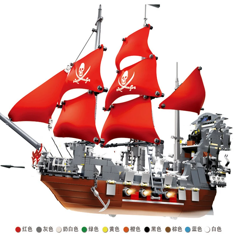 1125 PCS Black beard Ship Model building blocks bricks Creative Expert Pirates of Caribbean Ghost Corsair skull Pearl kids toys | Игрушки и