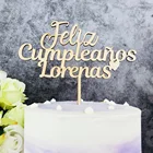 Персонализированный Топпер для торта с именем на день рождения в испанском стиле, персонализированный Золотой Топпер для торта на день рождения для детей, стильный Топпер, декор для вечерние