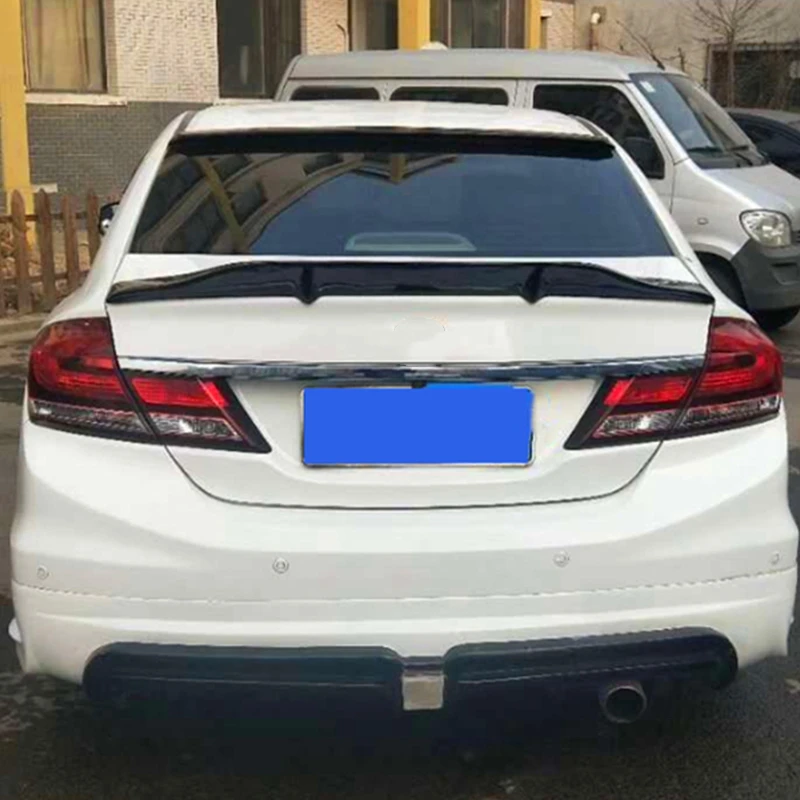 

Use For Honda Civic Spoiler 2014--2015 Year Real Glossy Carbon Fiber R Style Rear Wing Sport Accessories Body Kit