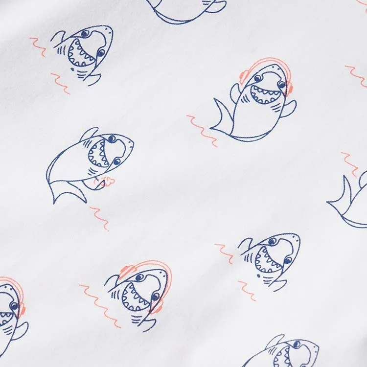 Детская летняя футболка с короткими рукавами для малышей изображением акулы +