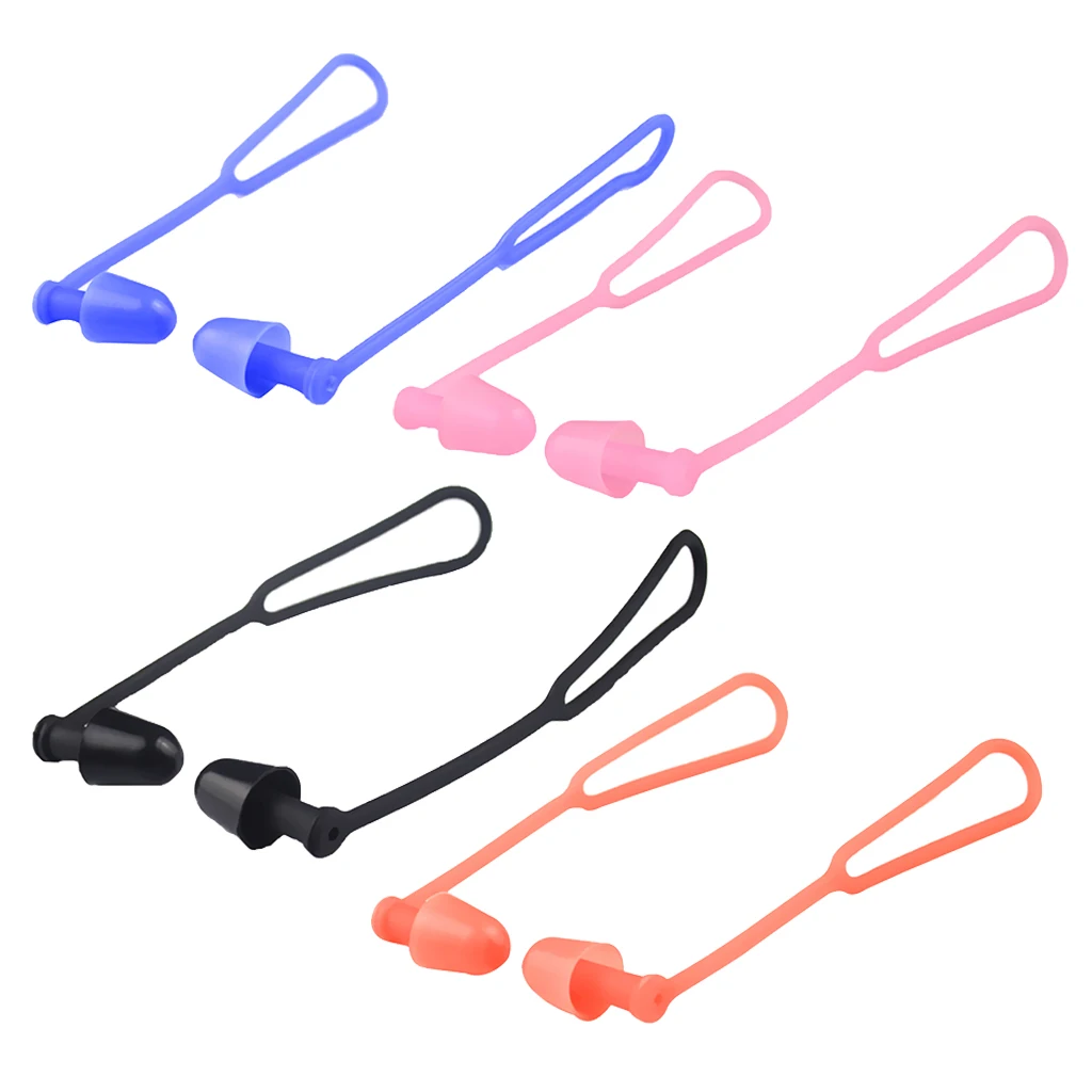 Многоразовые силиконовые гелевые затычки ушные для плавания с шнуром взрослых