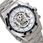 Мужские автоматические механические часы в стиле стимпанк, черные наручные часы с черепом из нержавеющей стали