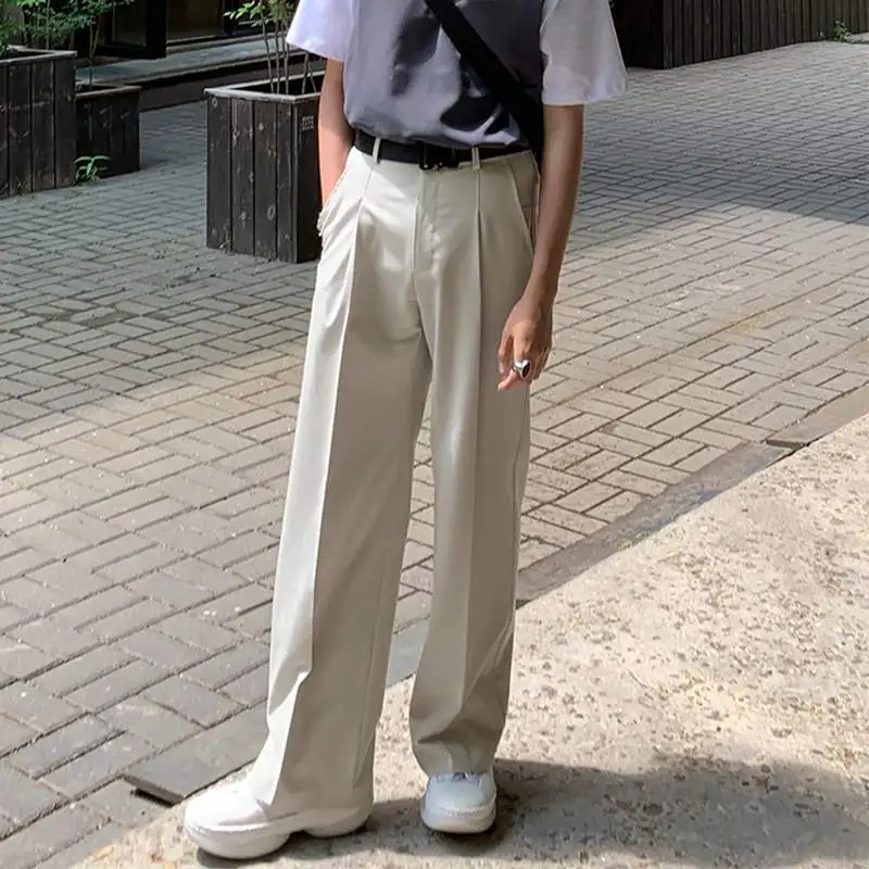 

INCERUN Men Straight Pants Korean Style Solid Color Pockets Joggers Streetwear 2021 Casual Trousers Men Loose Leisure Pantalon