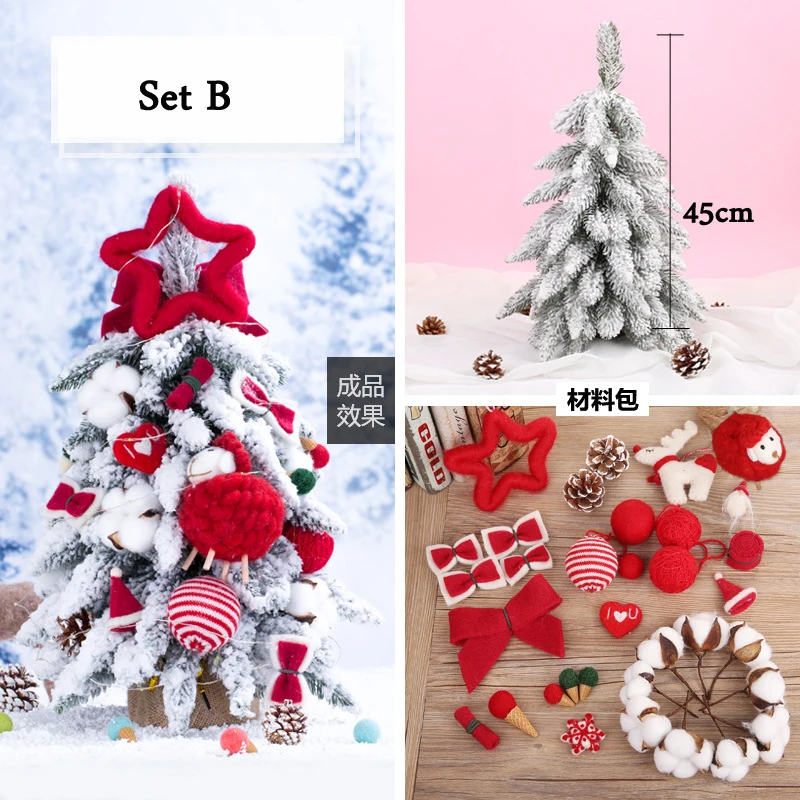 Set B 45 см/50 см/60 см мини-искусственная столешница для украшения снежной елки светодиодный Декор для дома рождественские украшения DIY подарок на год - Цвет: Set B