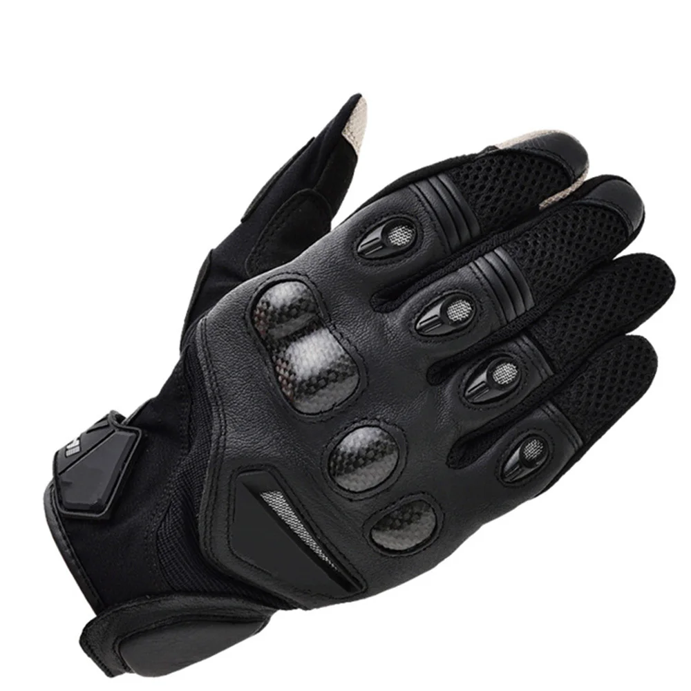Дышащие мотоциклетные перчатки с сенсорным экраном Luva Motoqueiro Guantes Защитное снаряжение инструмент короткие нескользящие перчатки для мотокросса - Цвет: Black