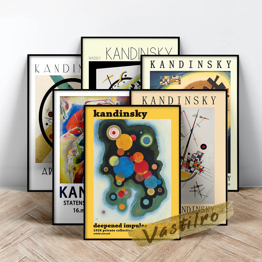 

Wassily Kandinsky Vintage Print Art Poster Exhibition Museum Canvas Painting Home Decor Living Room Wall Art Prints Picture Gift