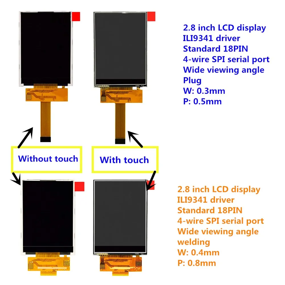 2 8-дюймовый TFT ЖК-дисплей экран дисплей последовательный порт SPI ILI9341 18PIN 4IO может