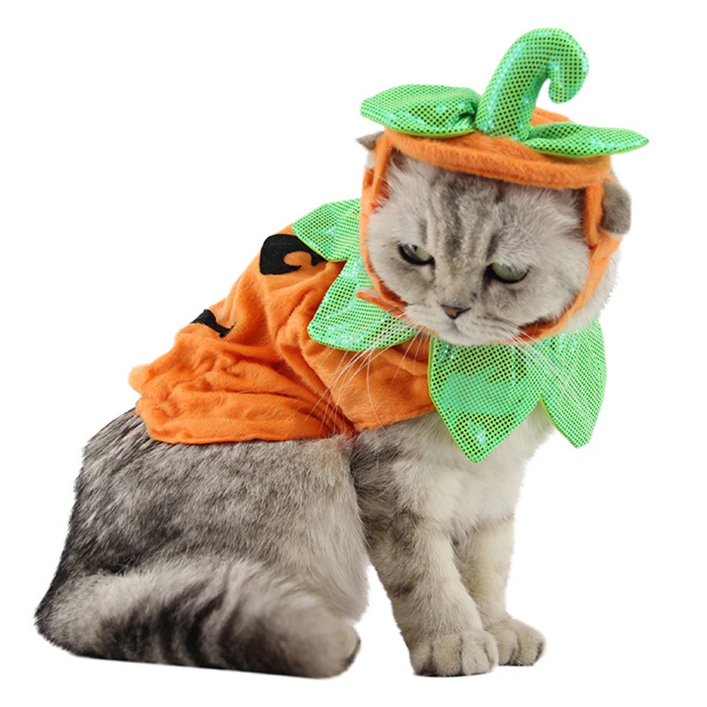 Милый костюм для домашних животных Хэллоуин Тыква Одежда Щенок Кошка Собака