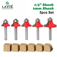 5pcs 6mm 14 shank corner round over router bit with bearing cleaning flush milling cutter for wood woodworking tool mc01065