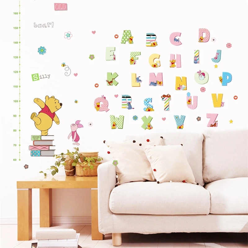 

Disney cartoon winnie pooh height measure wall stickers bedroom growth chart wall decals pvc mural wallpaper home decor