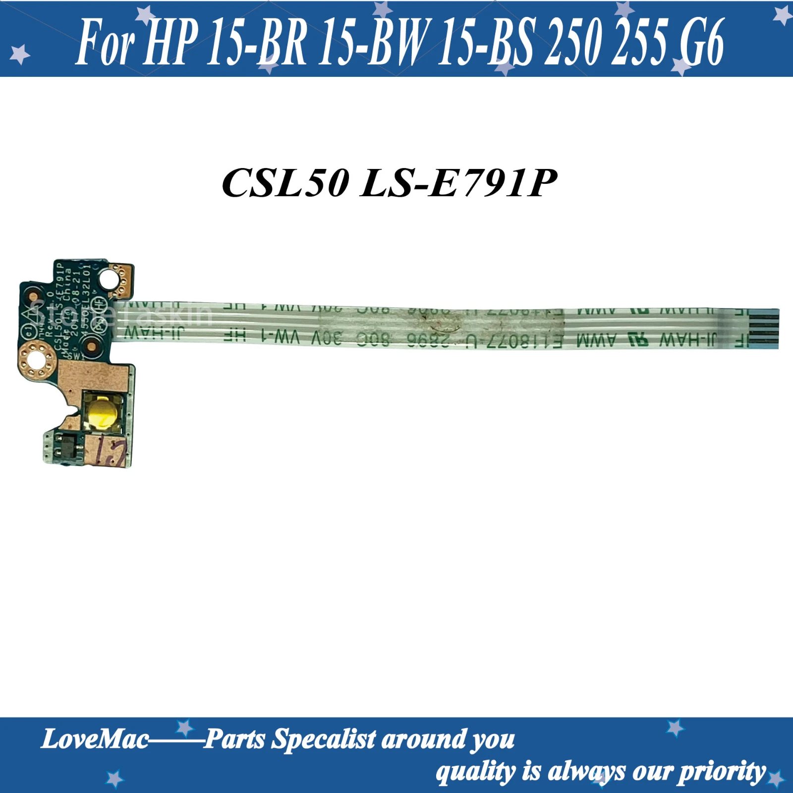 

High quality power switch button board With Cable CSL50 LS-E791P For HP 15-BR 15-BW 15-BS 250 255 G6 100% tested