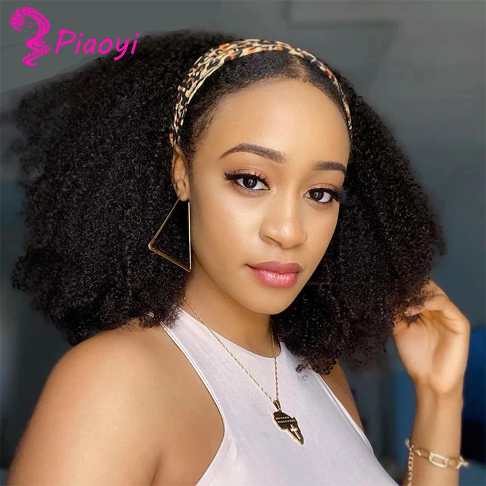 

Индийские вьющиеся парик с головной повязкой человеческих волос 12 "-28" человеческих волос манекен для шарфа парика не гель без клея 150% Волос...