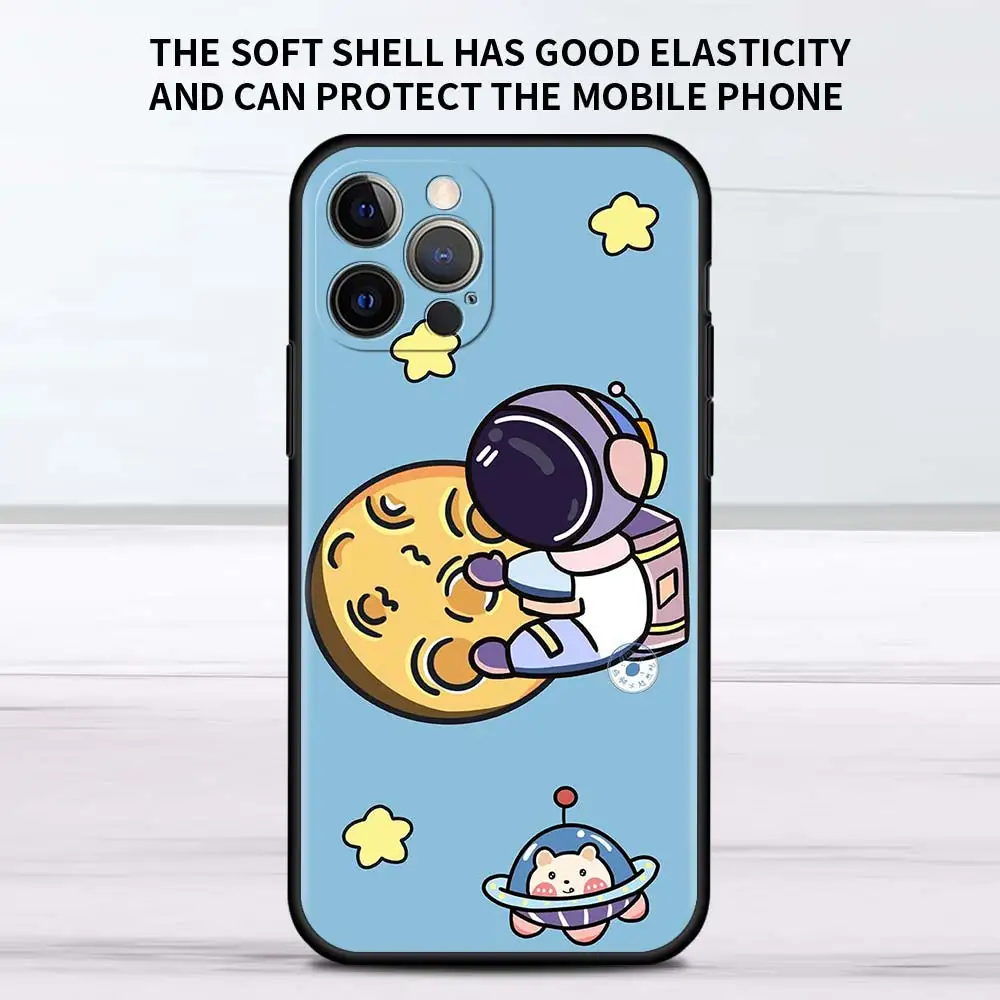 

Cartoon astronaut mobile phone case suitable for Apple liquid silicone Huawei planet Huawei vivo millet oppo red rice