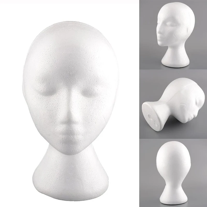 Женский пенопластовый манекен черный 54 см Головной убор для волос Дисплей парика