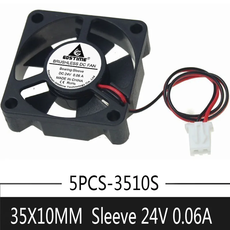 

5Pcs Gdstime DC 24V 35*35*10mm 35mm 2Pin PH2.54 CPU Brushless Axial Cooling Fan 3cm 3510S Mini 3D Printer Radiator Cooler Fan