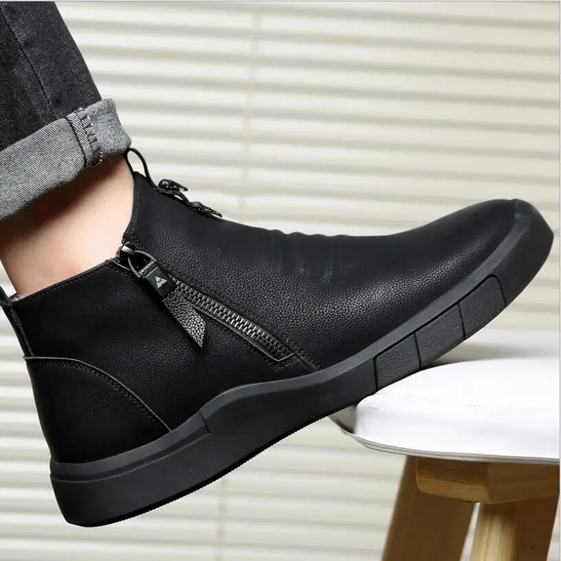 

New Men Shoes Designer Genuine Leather 100%wool Lining Winter Super Keep Warm Outdoor Ankle Boots Snow Boots Casual Sneakers