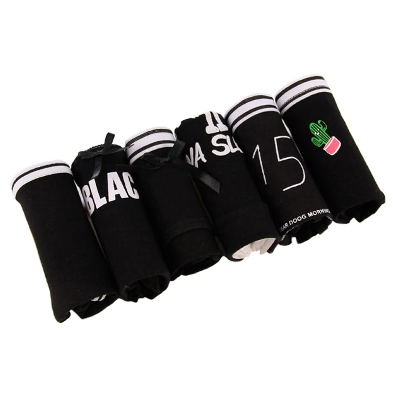 6 шт./лот женские трусики хлопковое нижнее белье с буквенным принтом повседневные