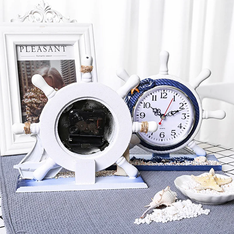 

Anchor Wall Clock Mediterranean Style Clocks Beach Sea Theme Nautical Ship Wheel Rudder Steering Decor Wall Hanging Walll Clock