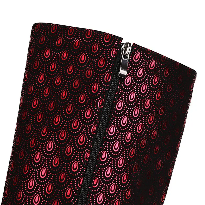 

Fashion Peacock Feather Pu Leather Autumn Women Boots Knee High Boots Super High Heel Long Boots Zipper Winter Boots Shoes 2021