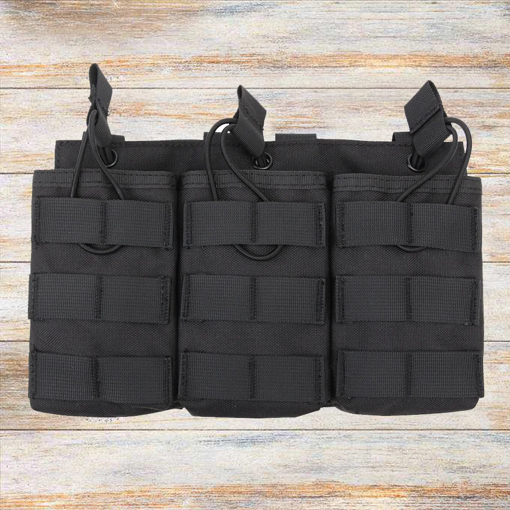 

Triple Bag MOLLE System Kit Portable Storage Pocket Molle Bag Outdoor Camping Backpack Hiking Strap Attachment Backpack (Black)