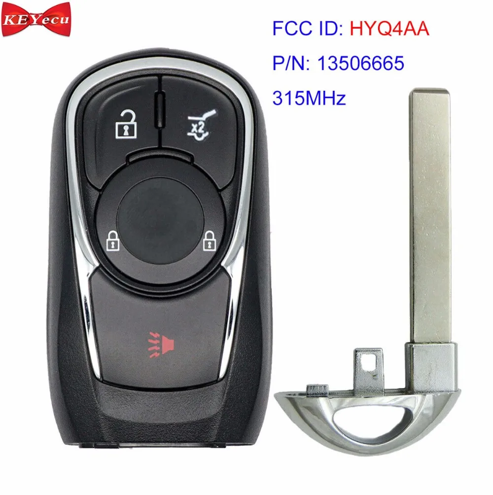 KEYECU для Buick Encore пульт дистанционного управления автомобильный брелок FCC ID: HYQ4AA P/N: 13506665 315 МГц