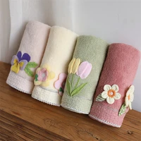 35x75cm flower towel cotton bath absorbent face hair hand towel home hotel soft comfortable solid towels for adults cleaning set