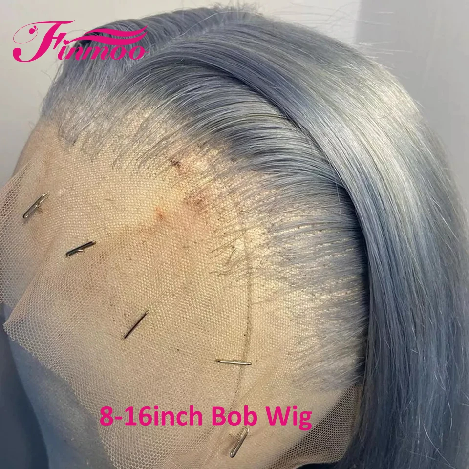 Grey Human Hair Wigs Ombre Colored Silver Lace Front Wig Transparent Straight Brazilian For Black Women Closure | Шиньоны и парики