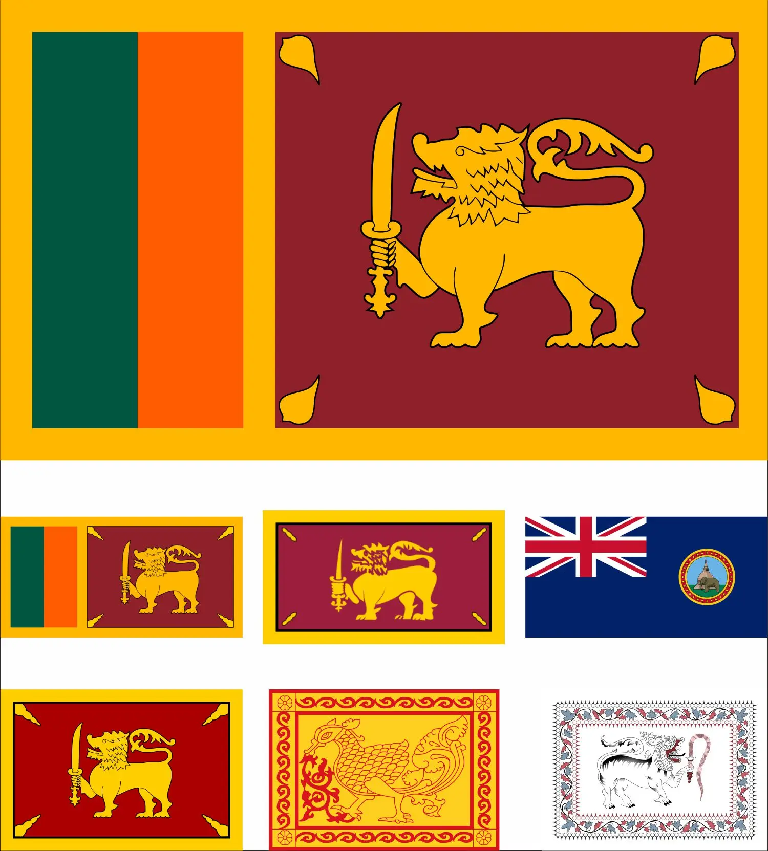 

Sri Lanka 1972 History Flag 3X5ft 90X150cm Northern Province 60x90cm Uva Province Banner Kandy Kingdom