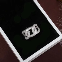 2021 new exaggeration chain circle buckle gold colour rings for woman fashion zircon jewelry wedding party girls unusual ring