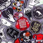 Черные Красные Вышитые нашивки с черепом для одежды, самодельные нашивки с утюгом на одежде, панк, сердце, плавкий патч, стикеры с надписями хиппи