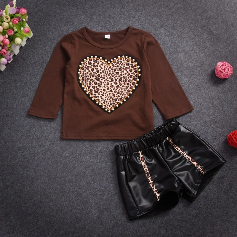 Детские летние хлопковые комплекты топы с длинными рукавами и принтом Пантеры