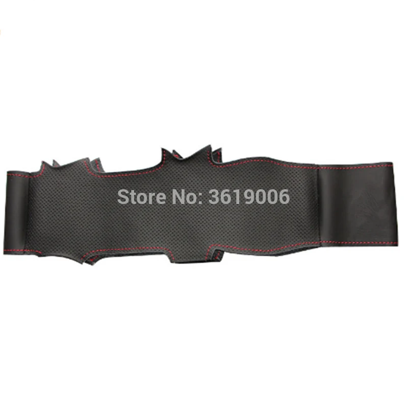 

For Ford Escape 2013-2016 High Quality Hand-stitched Anti-Slip Black Leather Red Thread DIY Steering Wheel Cover