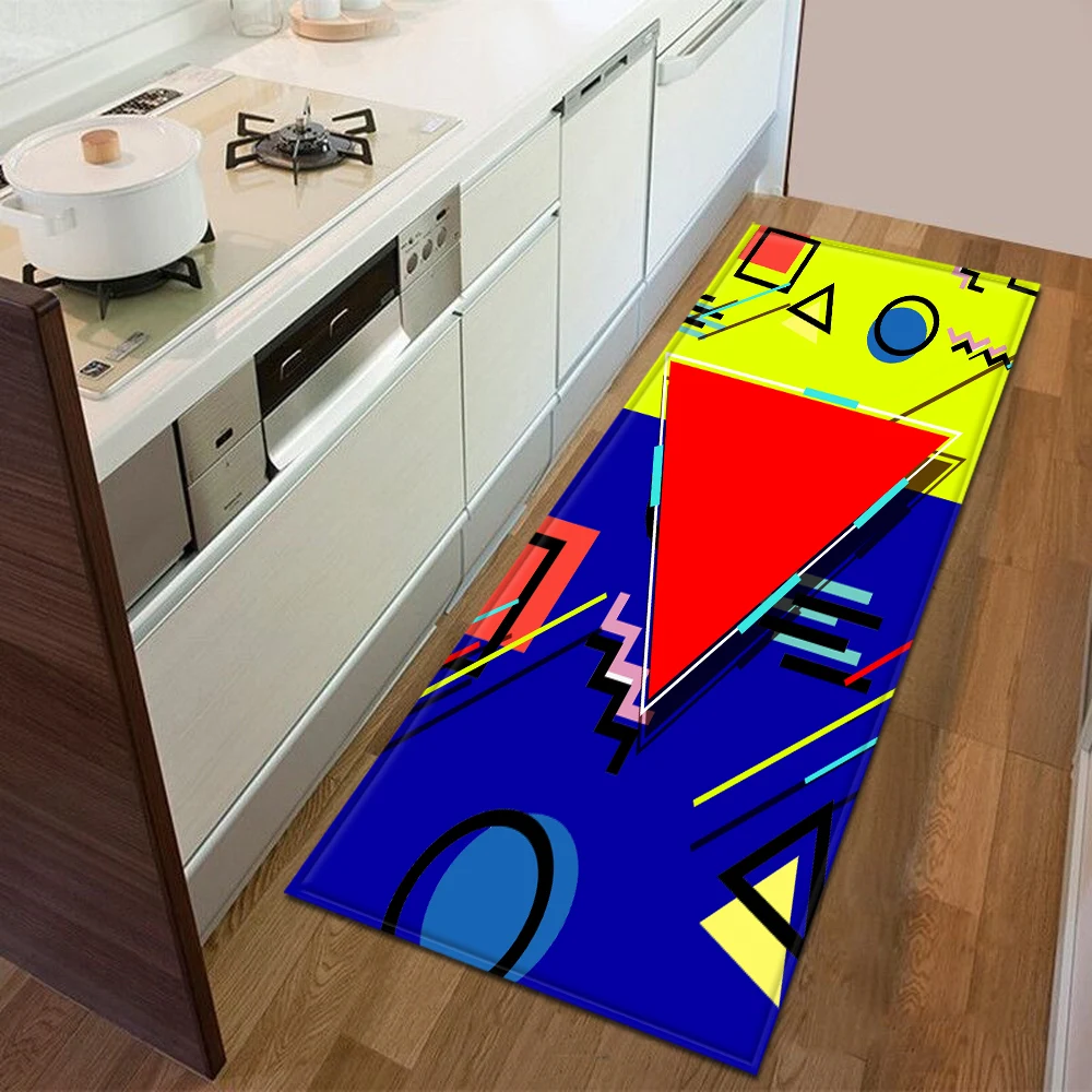 Kitchen Mat Bedroom Entrance Doormat 3D Geometric Pattern Home Floor Decoration Living Room Carpet Bathroom Non-Slip Rug