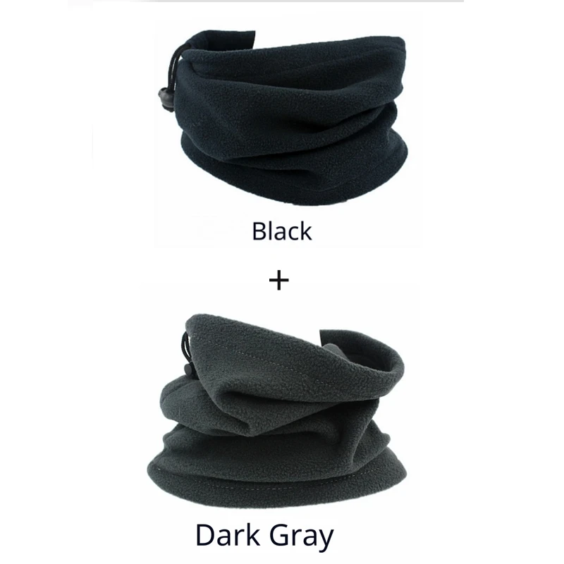 Black and Dark grey Мужской женский Полярный флисовый теплый шарф Многофункциональный 3 в 1 Балаклава маска для лица шеи гетры шапки - Цвет: Black and Dark grey