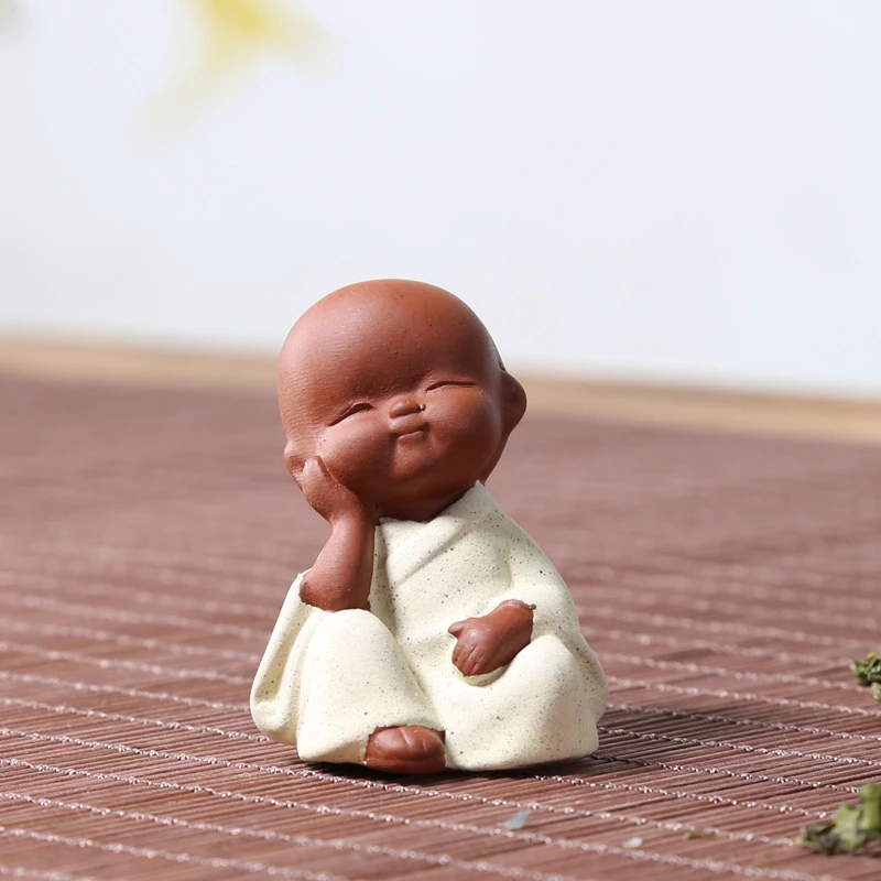 

Ceramic Small Buddha Statue Ornaments Monk Figurine Home Crafts Decor Succulents Flower Pot Monk Sculptures Tea Ceremony 14