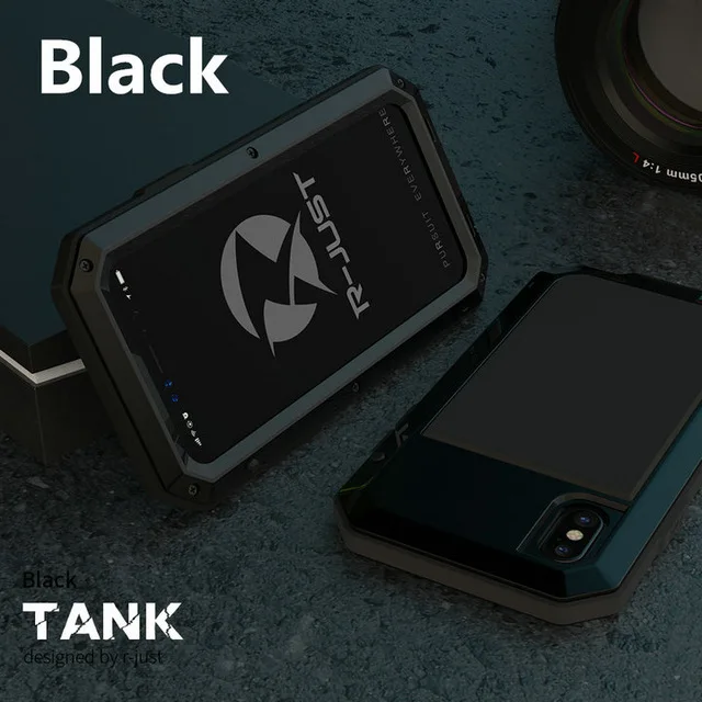 Black Phone Case Outdoor Heavy Duty Doom Armor Shockproof Metal Case For iPhone XS MAX XR X 7 8 6 6S Plus 5 SE 5S 4 4S Dustproof Protection Cover - Цвет: Black Phone Case
