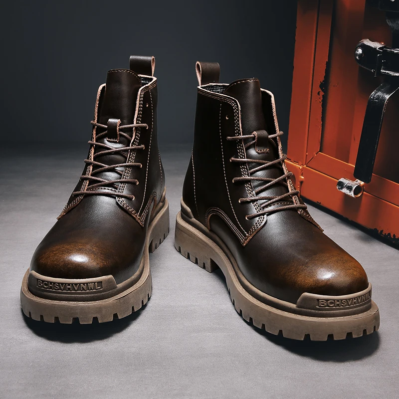 

Мужские ботинки Martins, модные дизайнерские зимние ботинки, байкерские ботинки для мужчин, кожаные высокие ботинки, мужские ботильоны, теплые ...