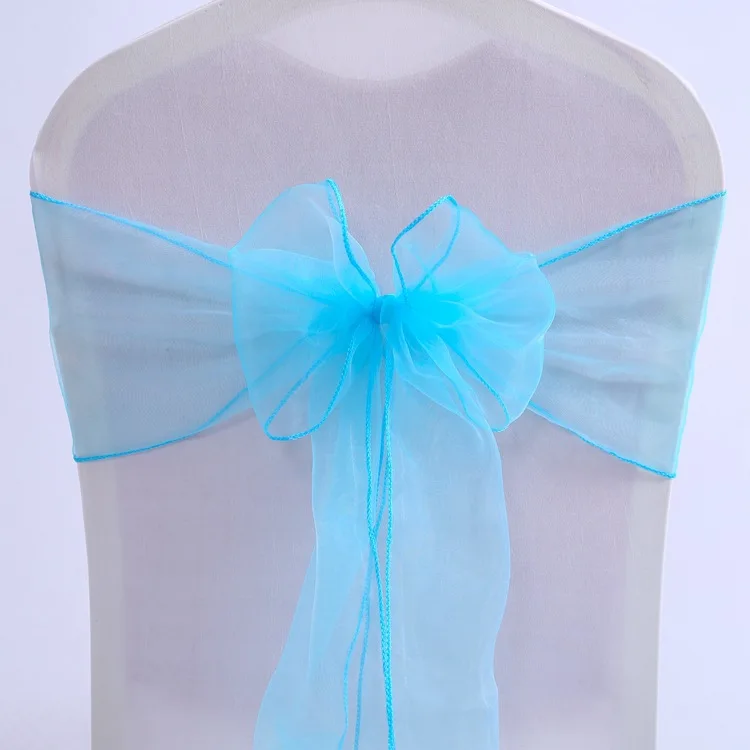 25 шт./лот розовая органза стул пояса свадебное кресло украшения ленты галстуки