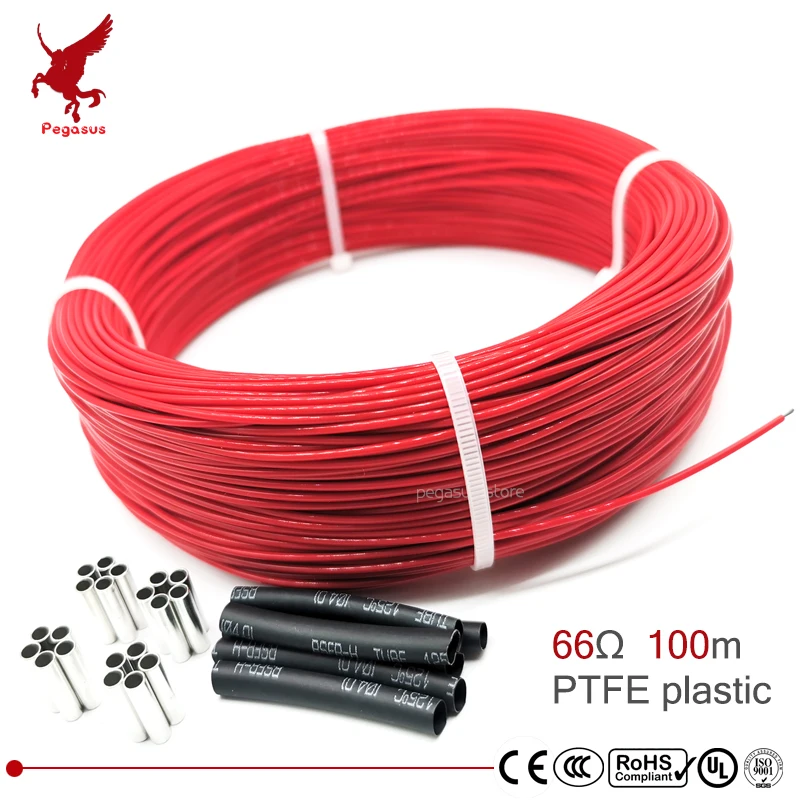 66ohm 100m многоцелевой 6k PTFE углеродное волокно нагревательный кабель 5 V-220 V теплый пол высокое качество инфракрасный нагревательный провод теплый пол